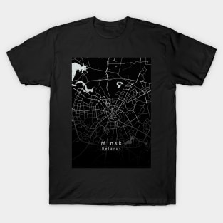 Minsk Belarus City Map dark T-Shirt